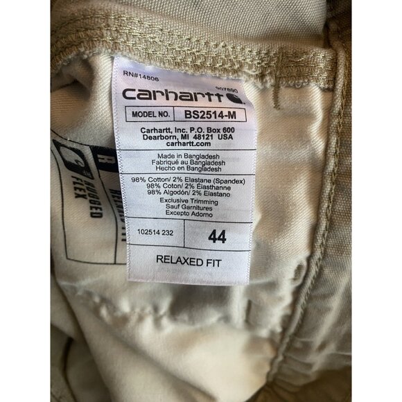 Carhartt Mens Rugged Flex Relaxed Fit Canvas Work Short Khaki Size 44 - Picture 11 of 11